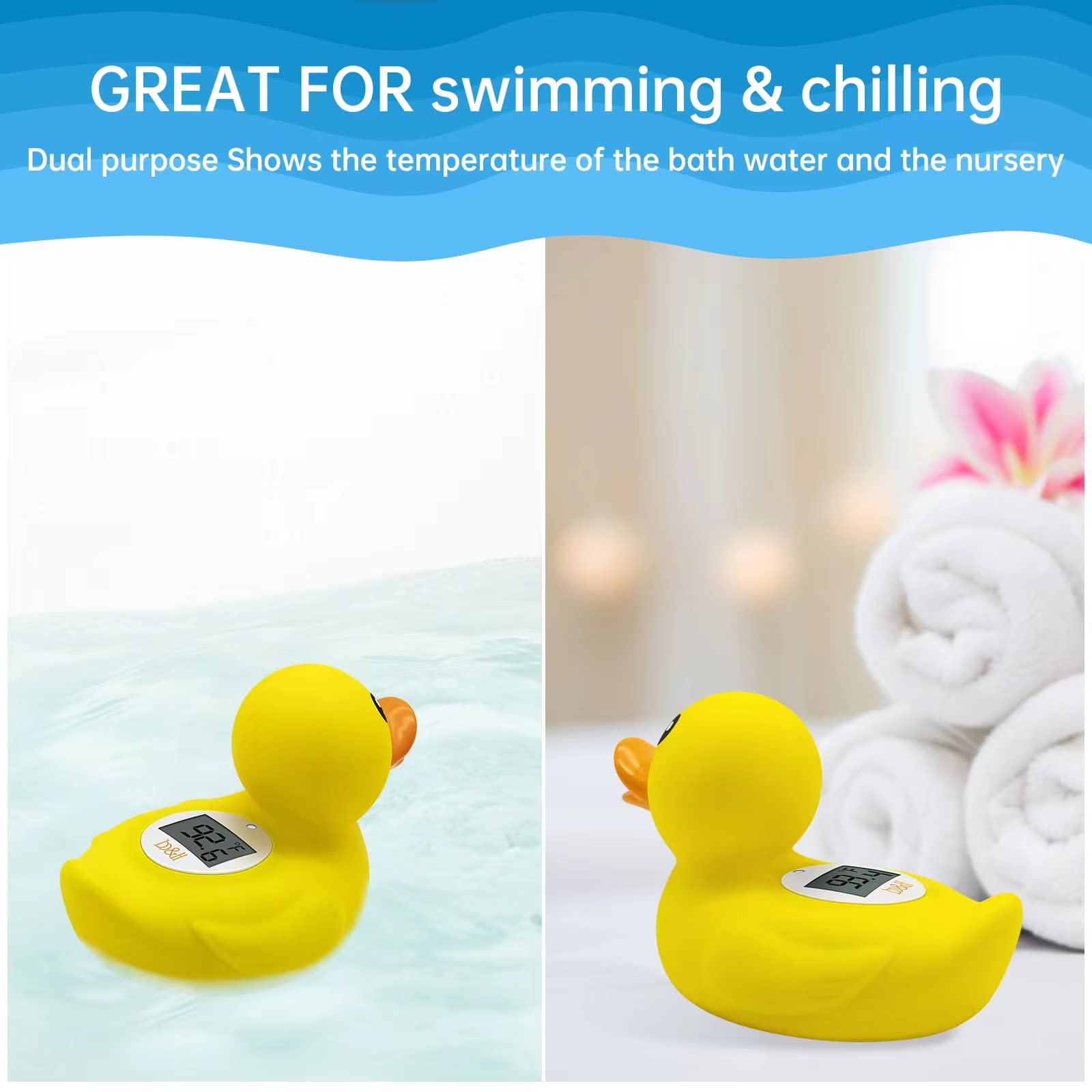 b&h Duck Baby Bath Thermometer, Toddlers Bath Temperature Thermometer Safety Floating Toy, Bathtub Thermometer, at Fahrenheit and Celsius Degree