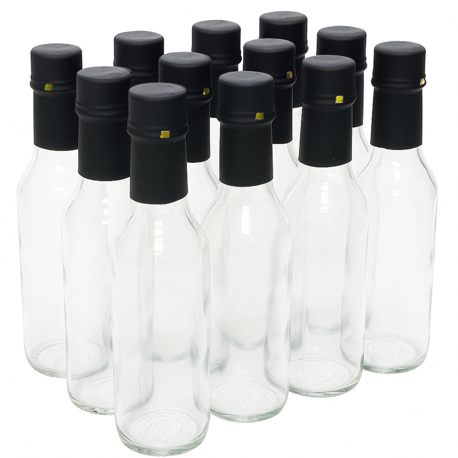 nicebottles Clear Glass Woozy Bottles with Shrink Capsules, 5 Oz, Case of 12