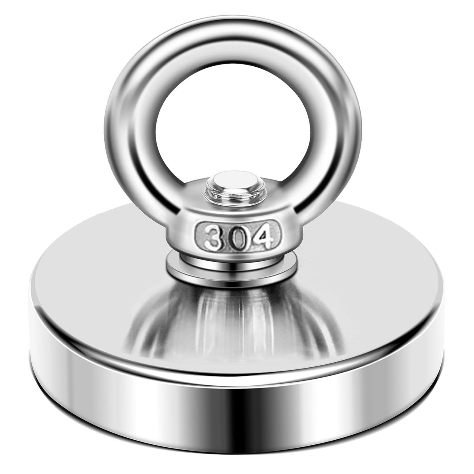 DIYMAG Strong Neodymium Fishing Magnets, 300 Lbs(136 KG) Pulling Force Rare Earth Magnet with Countersunk Hole Eyebolt Diameter 1.98 inch(50 mm) for Retrieving in River and Magnetic