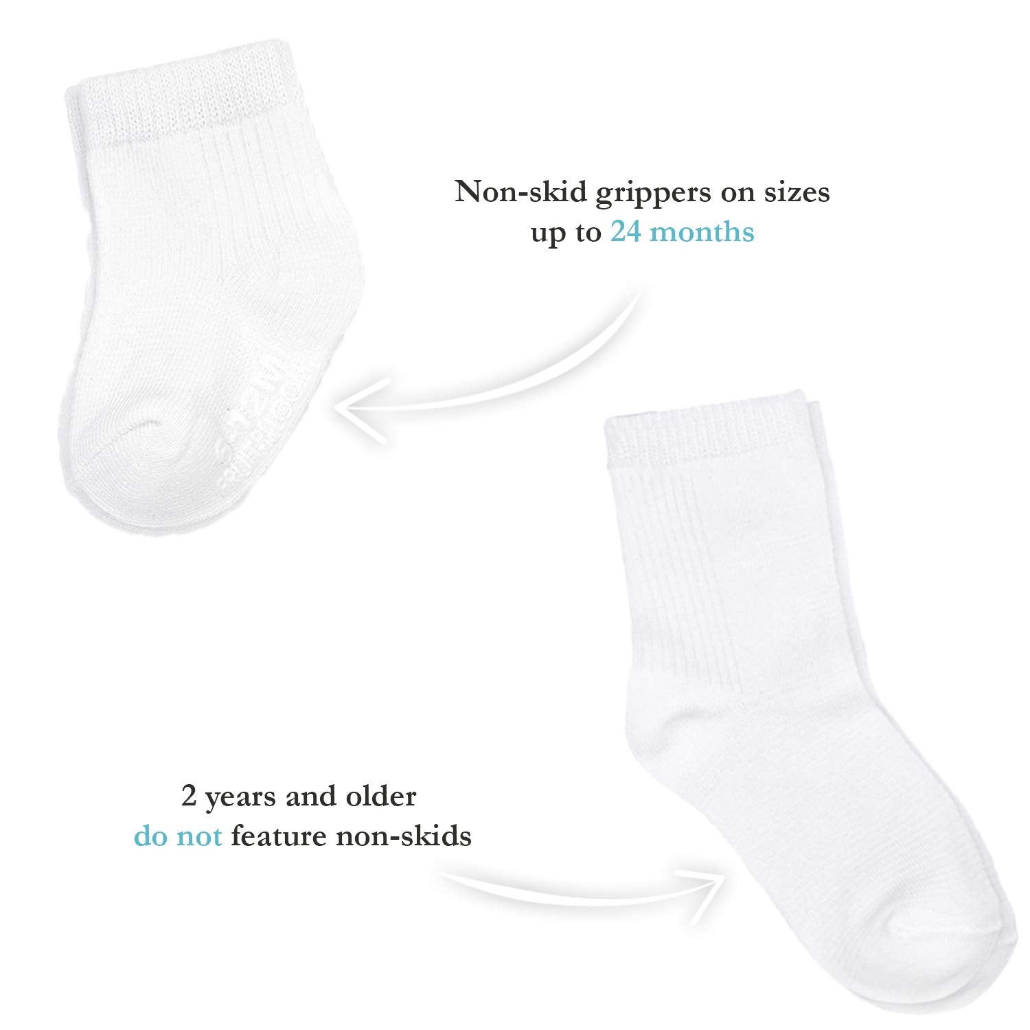 Fruit of the Loom Baby 14-Pack Grow & Fit Flex Zones Cotton Stretch Socks - Unisex, Girls, Boys (0-6 Months, White)