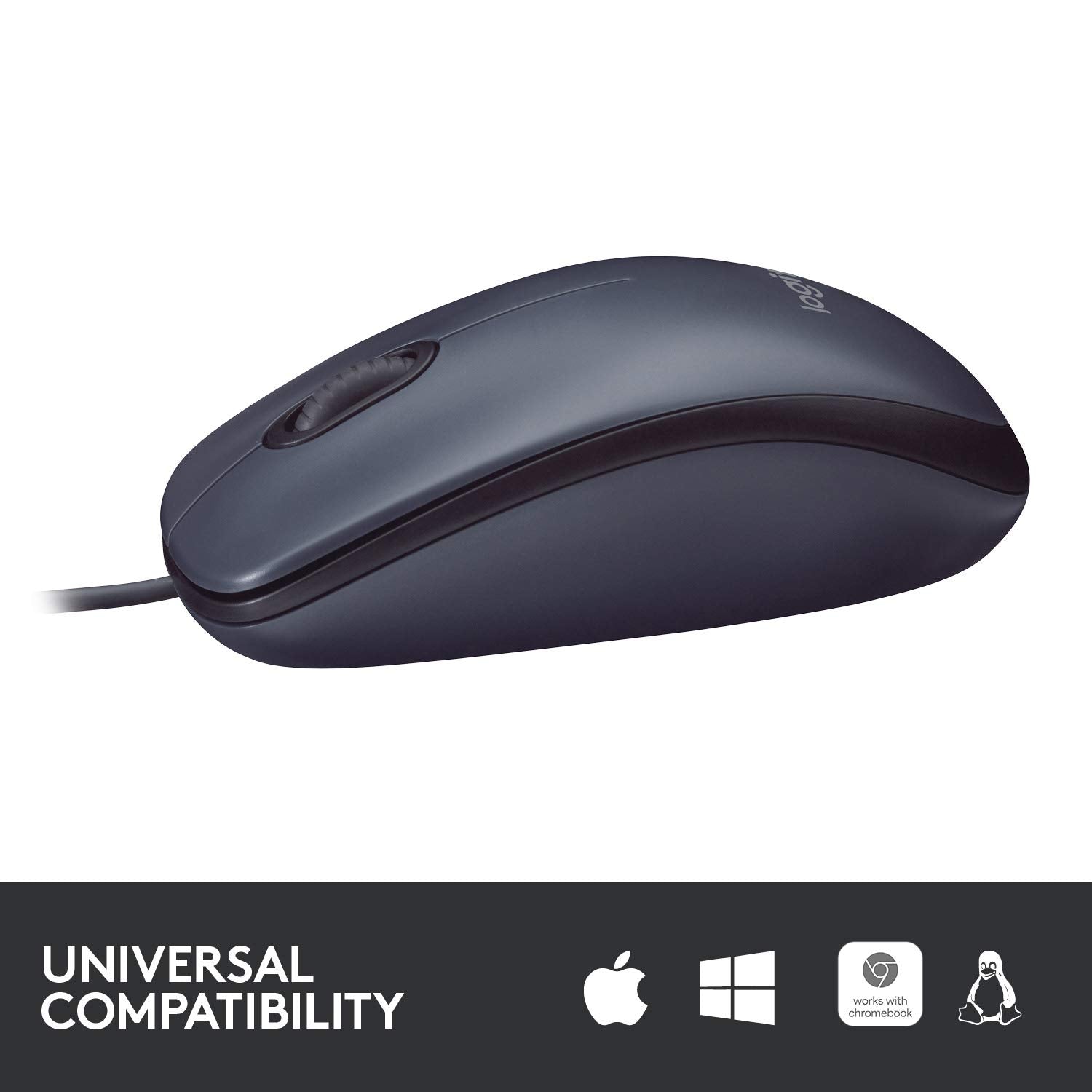 Logitech B100 Wired Mouse for Computer and Laptop, USB Corded Mouse, Right or Left Hand Use - Black