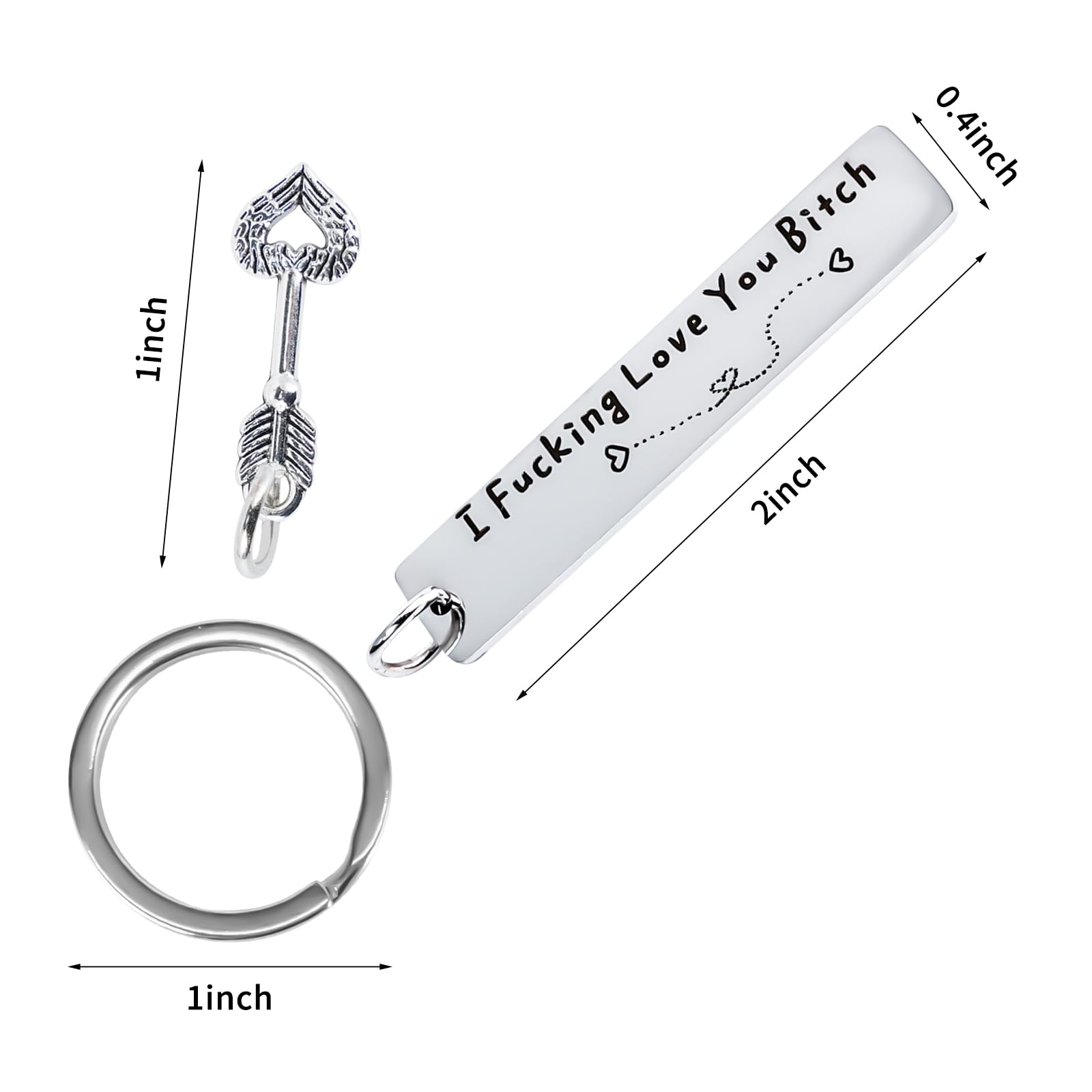 Teniinet Best Friend Keychain for Women, Stainless Steel Key Chain Engrave I Fking Love You Bith Birthday Christmas Friendship Gift for Bestie Best Friends Female Bff