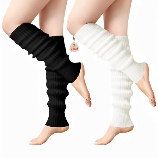 Buauty Leg Warmers for Women 80s 90s Outfit Fashion Neon Ribbed Leg Socks Fashion Y2k Neon Accessories Sports Yoga (2 Pairs)