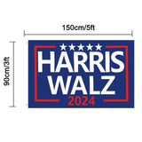 MAGJIUKE Harris Waltz Flag for President 2024 Election,Kamala Harris Tim Walz Flags Banner 3×5 Ft for car Boat Outdoor with Grommets Double Stitched,blue Single-Sided