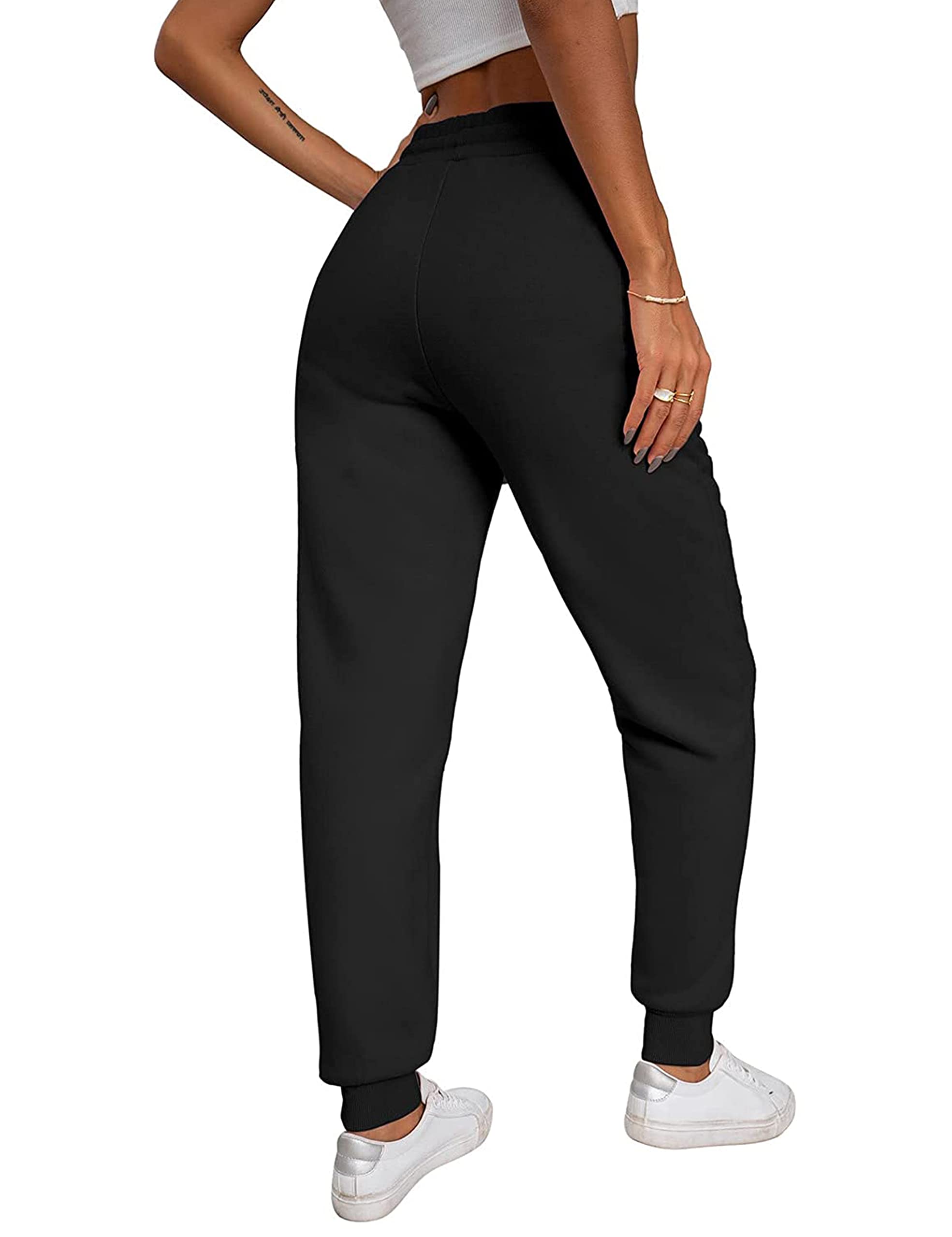 Yeokou Women's Warm Sherpa Lined Athletic Sweatpants Jogger Fleece Pants (Large, Black)