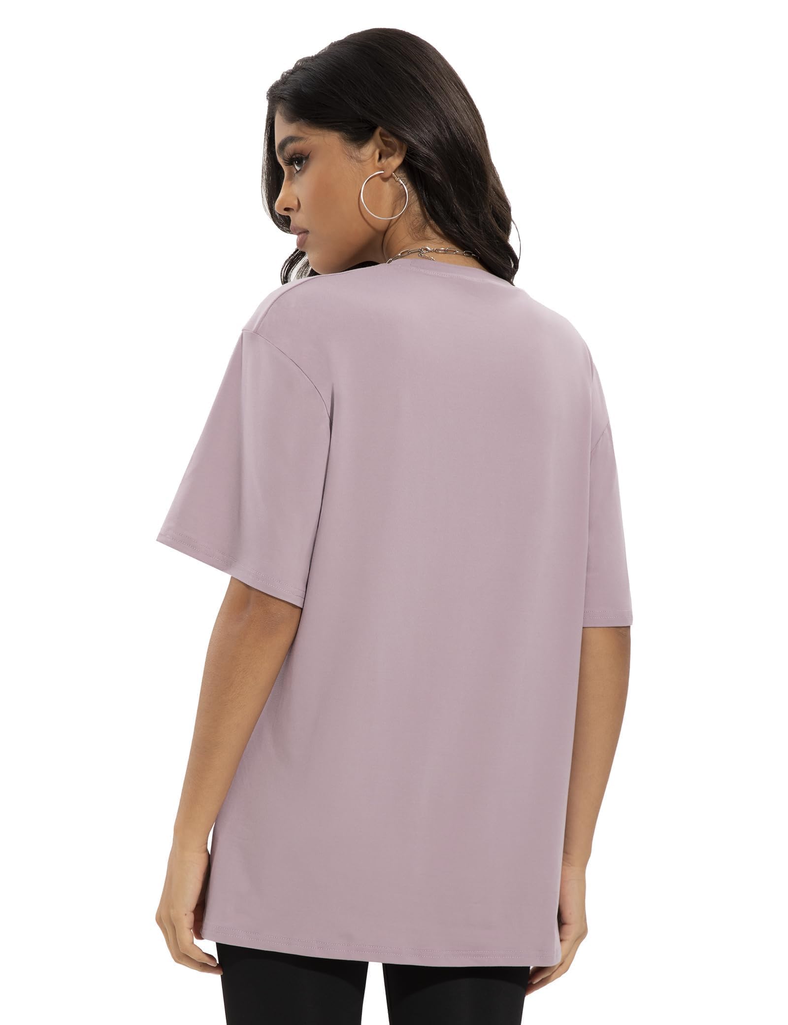 Siimcuzy 4 Pack Oversized Tshirts for Women, Loose Fit Crew Neck Summer Baggy Tops Workout Tees Plus Size T Shirts 1 Black 1 White 1 Dark Pink 1 Khaki Large