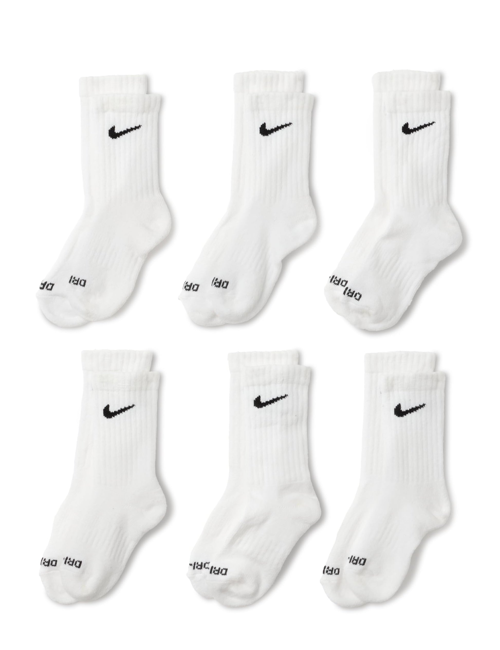 Nike Dri-Fit Performance Basic Crew (Toddler/Little Kid) White 5-7 (10 Toddler-3 Little Kid)