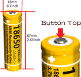 4pcs 1￵8￵6￵5￵0 Rechargeable Batter￵y W￵i￵th 18650 Battery Charger,Universal Smart Charger for 3￵.7V L￵ithium ion Batteries LSXdetoro (4pcs Button Top Batter￵￵y+Charger)