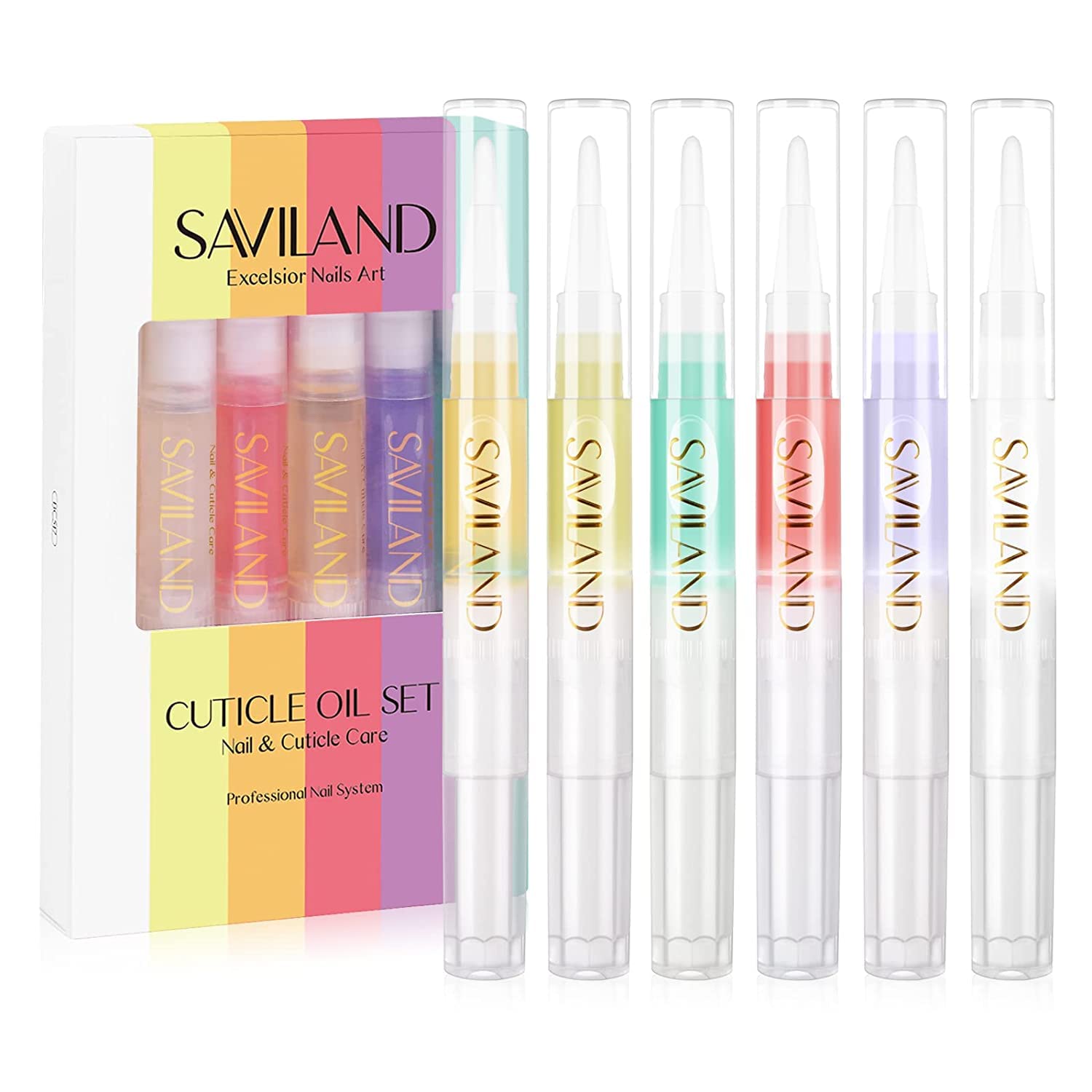 SAVILAND Natural Cuticle Oil Pen: 12PCS Revitalizing Cuticle Oil for Nails with Vitamin E For Repair Cuticles Overnight Cuticle Softener Nail Strengthener Protector for Damaged Skin Thin Nail