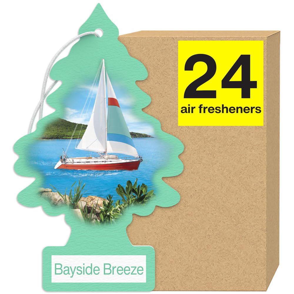 LITTLE TREES Air Fresheners Car Air Freshener. Hanging Tree Provides Long Lasting Scent for Auto or Home. Bayside Breeze, 24 Air Fresheners