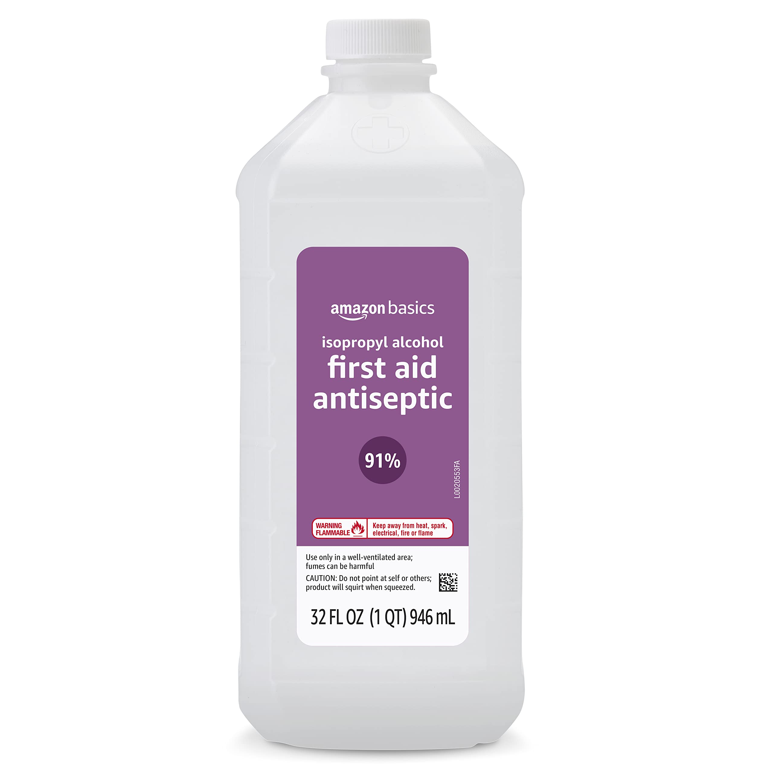 Amazon Basics 91% Isopropyl Alcohol First Aid Antiseptic Liquid, Unflavored, 32 Fl Oz (Pack of 6) (Previously Solimo)