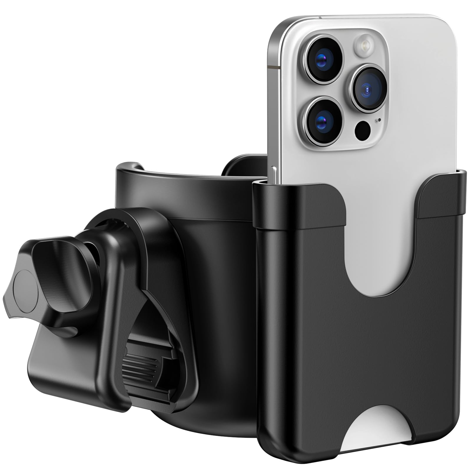 Guiseapue Cup Holder for Walker: Stroller Cup Holder Attachment with Phone Holder, Wheelchair/Stroller Accessories for Uppababy, Nuna, Doona, Rollator, Bike, Scooter, Baby Travel Essential