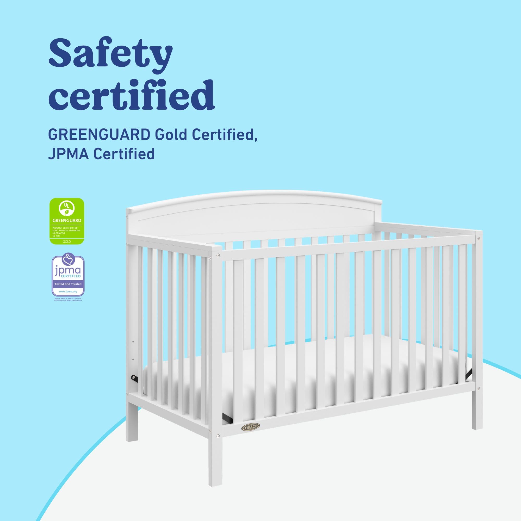 Graco Benton 5-in-1 Convertible Crib (White) – GREENGUARD Gold Certified, Converts from Baby Crib to Toddler Bed, Daybed and Full-Size Bed, Fits Standard Full-Size Crib Mattress