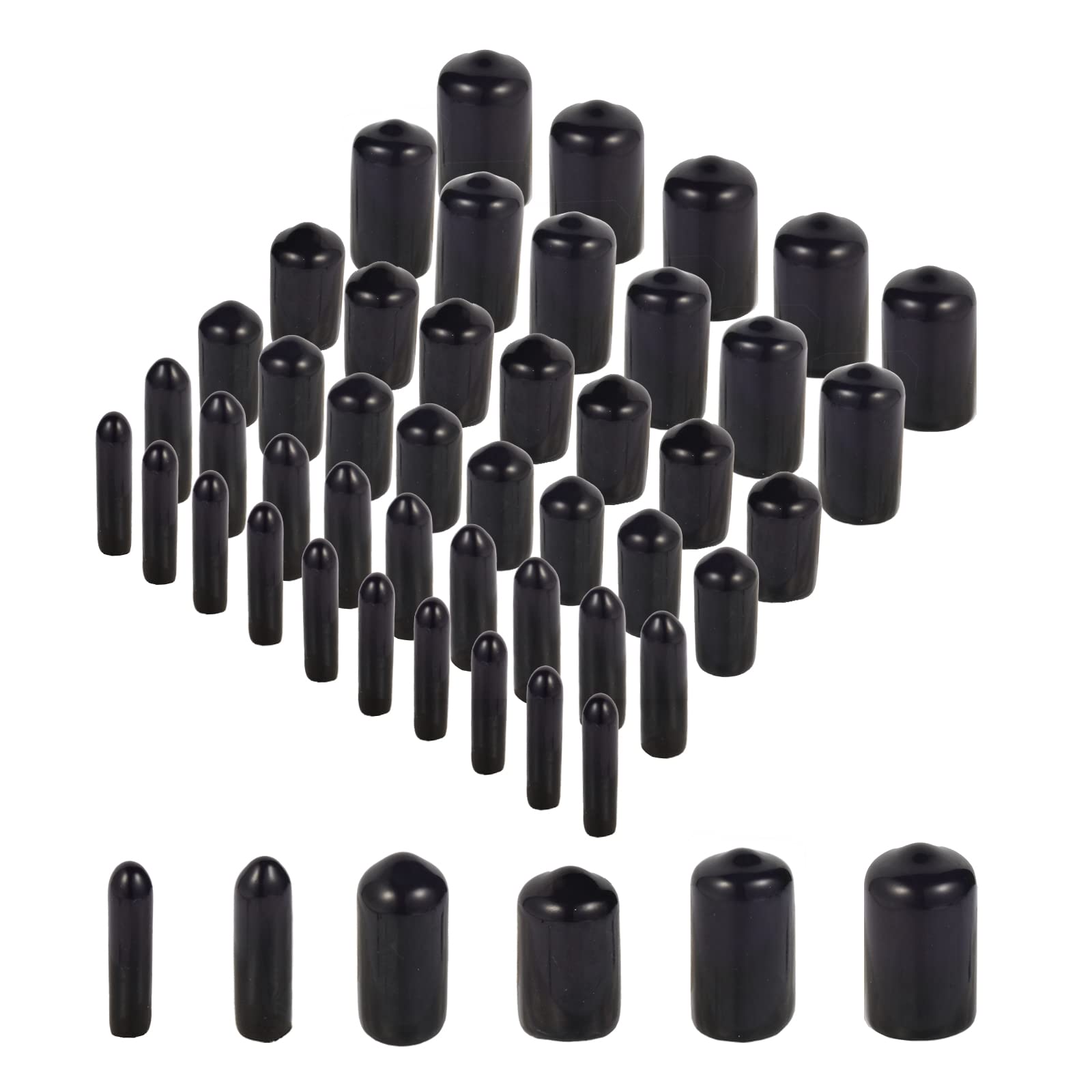 Aleric Rubber End Caps - 60pcs Flexible Screw Thread Protector Covers Rubber Bolt Covers Caps for Metal Tube Rod in 6 Sizes 2mm,3mm,6.5mm,8mm,10mm,12mm