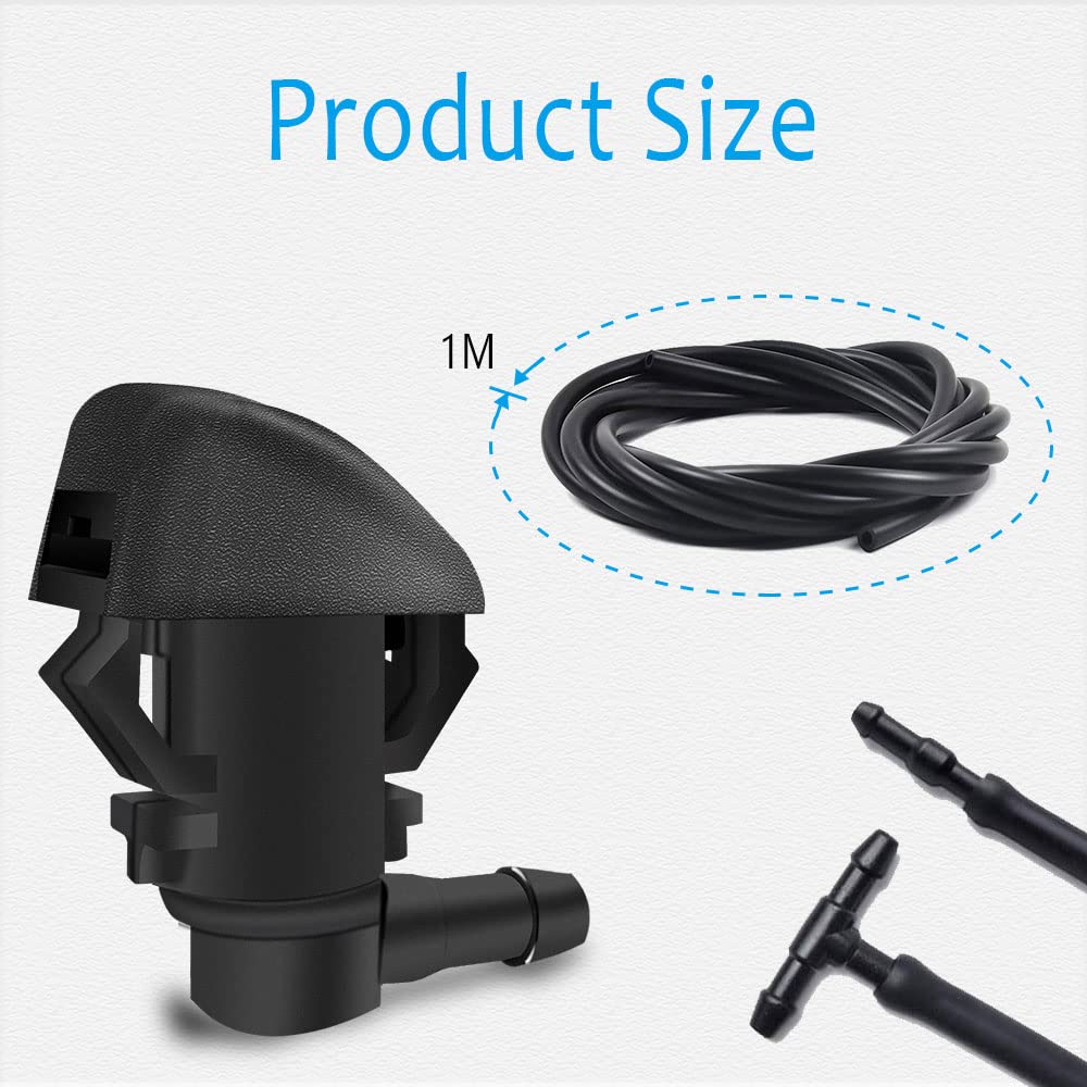 Windshield Washer Nozzles Kit, Front Windshield Spray Nozzles Wiper Spray Washer Jet and Fluid Hose with Connectors for Honda Pilot 2009-2012 2014 2015, Replaces OEM # 76810-SZA-A01ZA