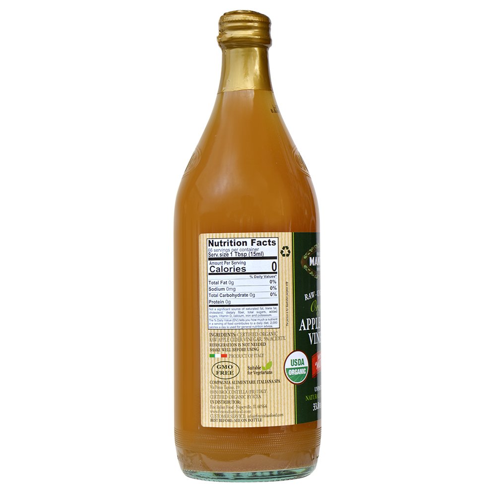 100% Raw-unfiltered Organic Apple Cider Vinegar with "The Mother" 34 Oz (Pack of 1) USDA Certified Organic – All Natural Ingredients, Great for Cooking, Salad Dressings, Marinades, Versatile Pantry Essential for Your Wellness Routine