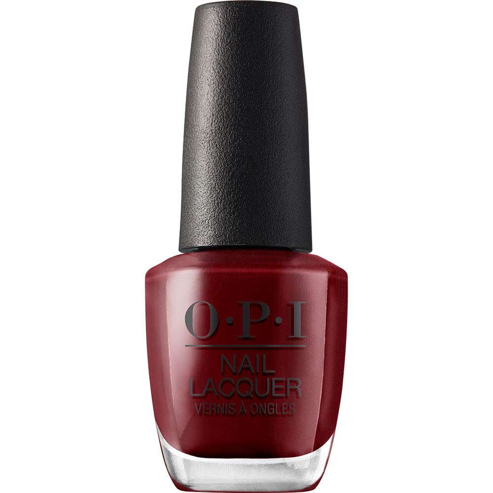 OPI Nail Lacquer Malaga Wine | Opaque Dark Red Crème Chip Resistant Nail Polish | Vegan, Fast Drying, Streak Free
