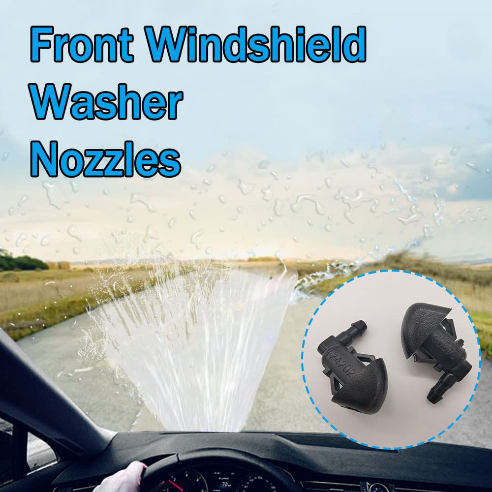 Windshield Washer Nozzles Kit, Front Windshield Spray Nozzles Wiper Spray Washer Jet and Fluid Hose with Connectors for Honda Pilot 2009-2012 2014 2015, Replaces OEM # 76810-SZA-A01ZA