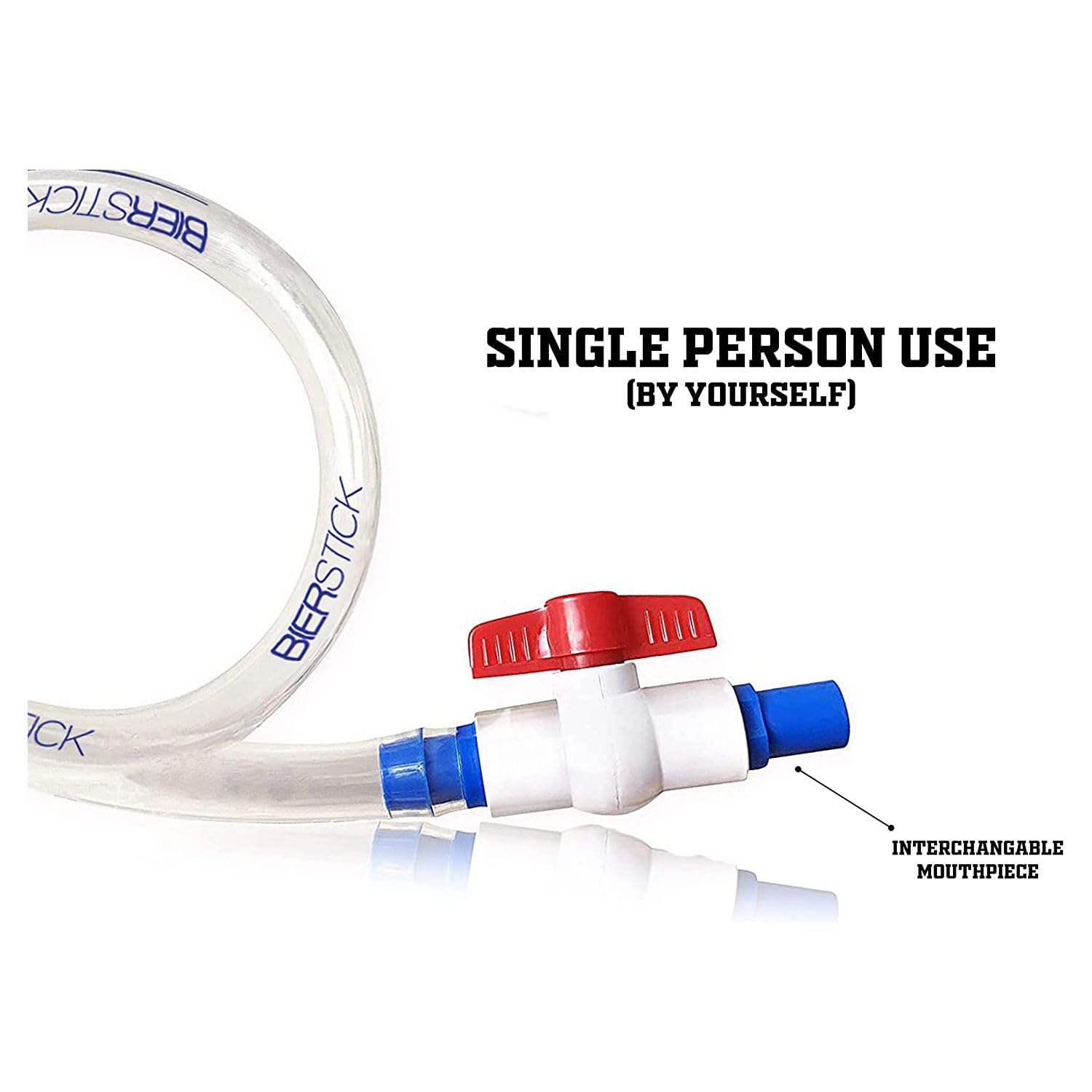 Beer Bong Tube and Funnel - with Valve, Optional Single or Double Header Y-Attachment, 5 Interchangeable Mouthpieces, Shotgun Keychain Tool - Kink-Free Hose for Bierstick Beerbong