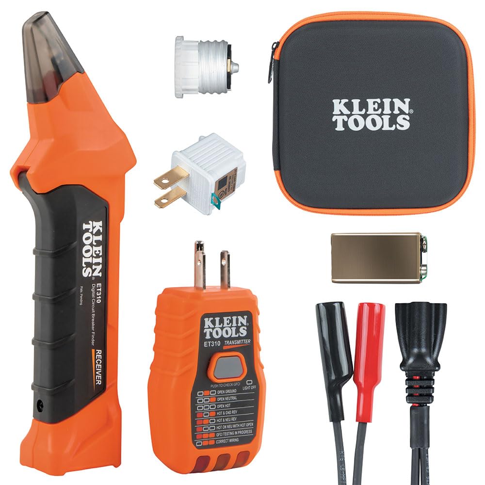 Klein Tools ET310KIT AC-Sicherungssuchgerät-Set, Elektrik-Tester, FI-Schutzschalter-Tester, Messleitungen, Adapter und Koffer