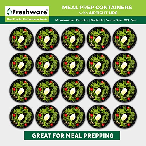 Freshware Meal Prep Bowl Containers [30 Pack] Plastic Bowls with Lids for Soup and Salad, Food Storage Bento Box, BPA Free, Stackable, Lunch Boxes, Microwave/Dishwasher/Freezer Safe (28 oz)