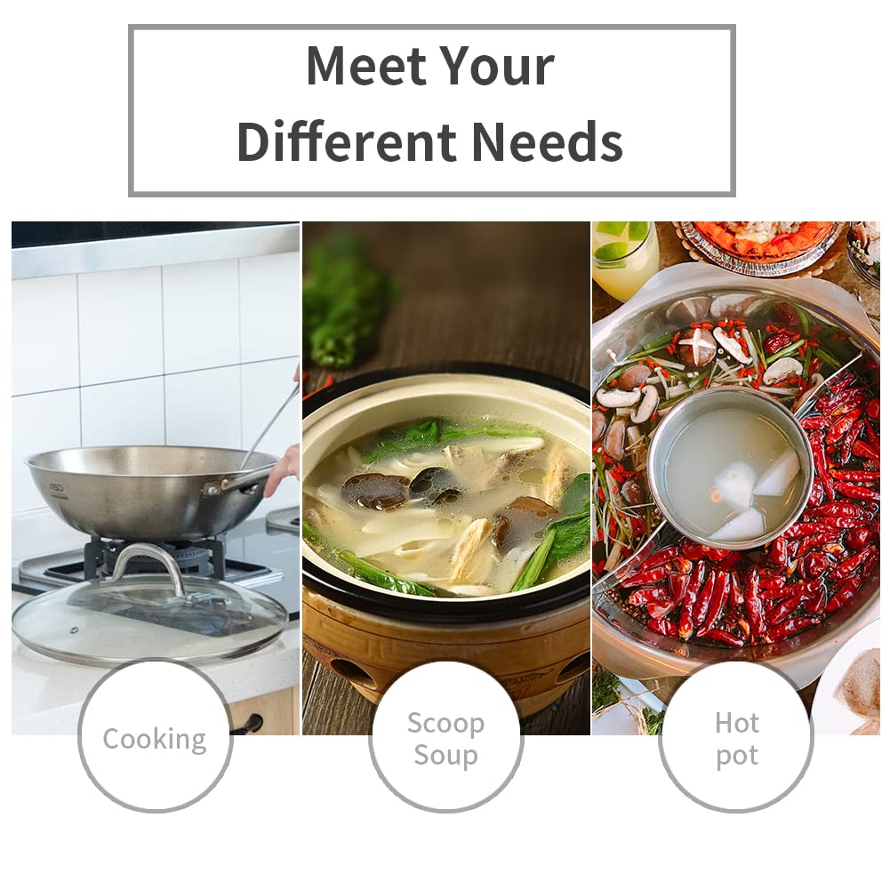 Newness Soup Ladle, [Rustproof, Heat Resistance, Integral Forming] Resilient 304 Stainless Steel Soup Spoon with Vacuum Ergonomic Round Handle, Cooking Spoon for Kitchen, 13.7 Inches