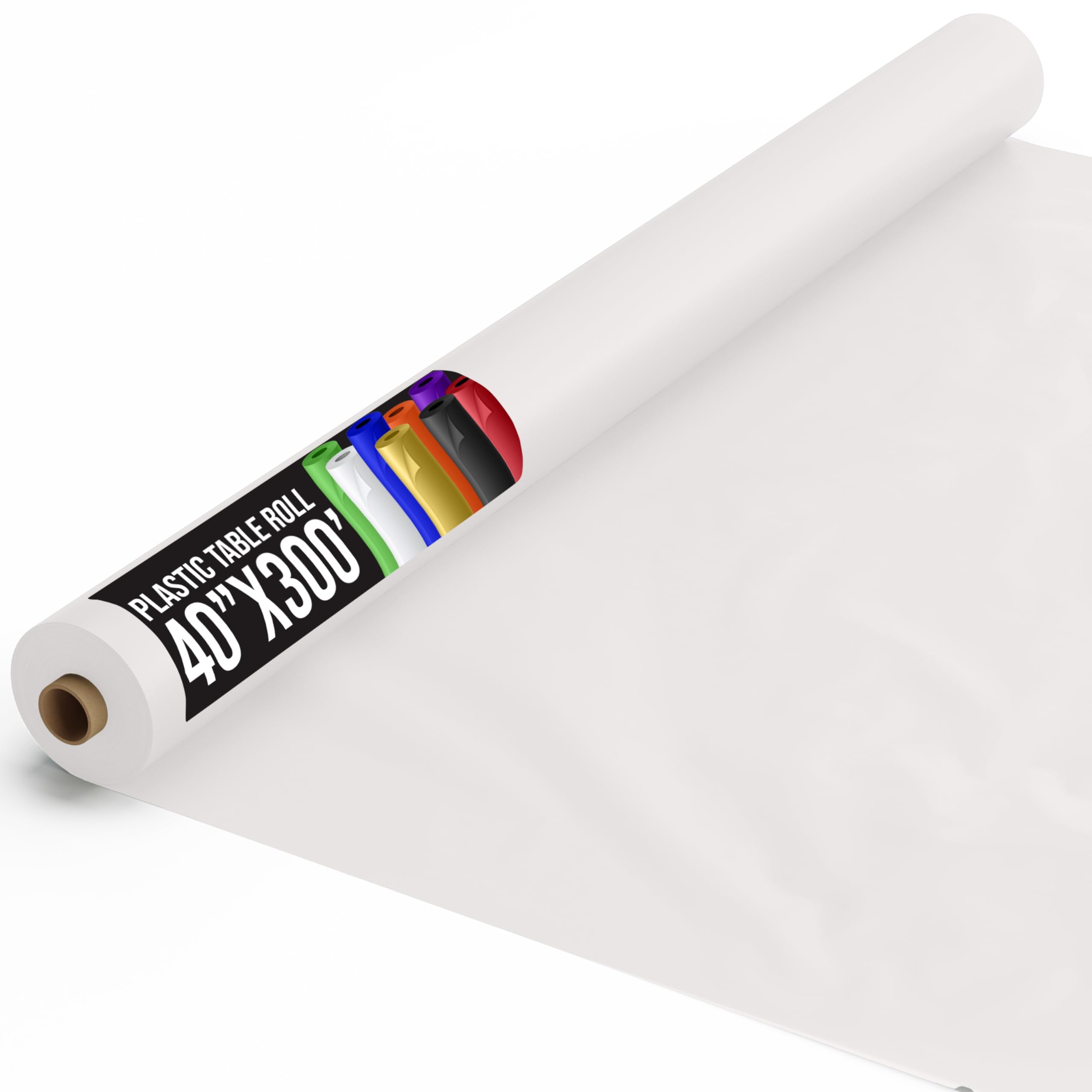 Exquisite White Plastic Table Cover Roll 40" X 300' Table Cloth Plastic Cover Roll - Premium Quality Banquet Rolls - Disposable Tablecloth Rolls - Table Cloth Rectangle Table Rolls