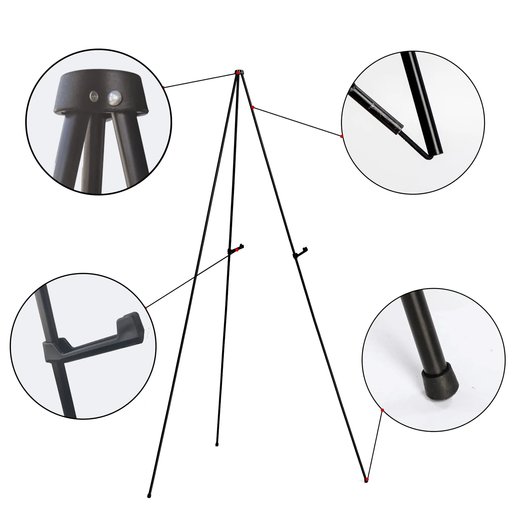 JNZYB Easel Stand for Display Wedding Sign & Poster - 63 Inches Tall Easle for Display Holder - Portable Collapsable Poster Easel - Floor Adjustable Metal Painting Easels Tripod Black