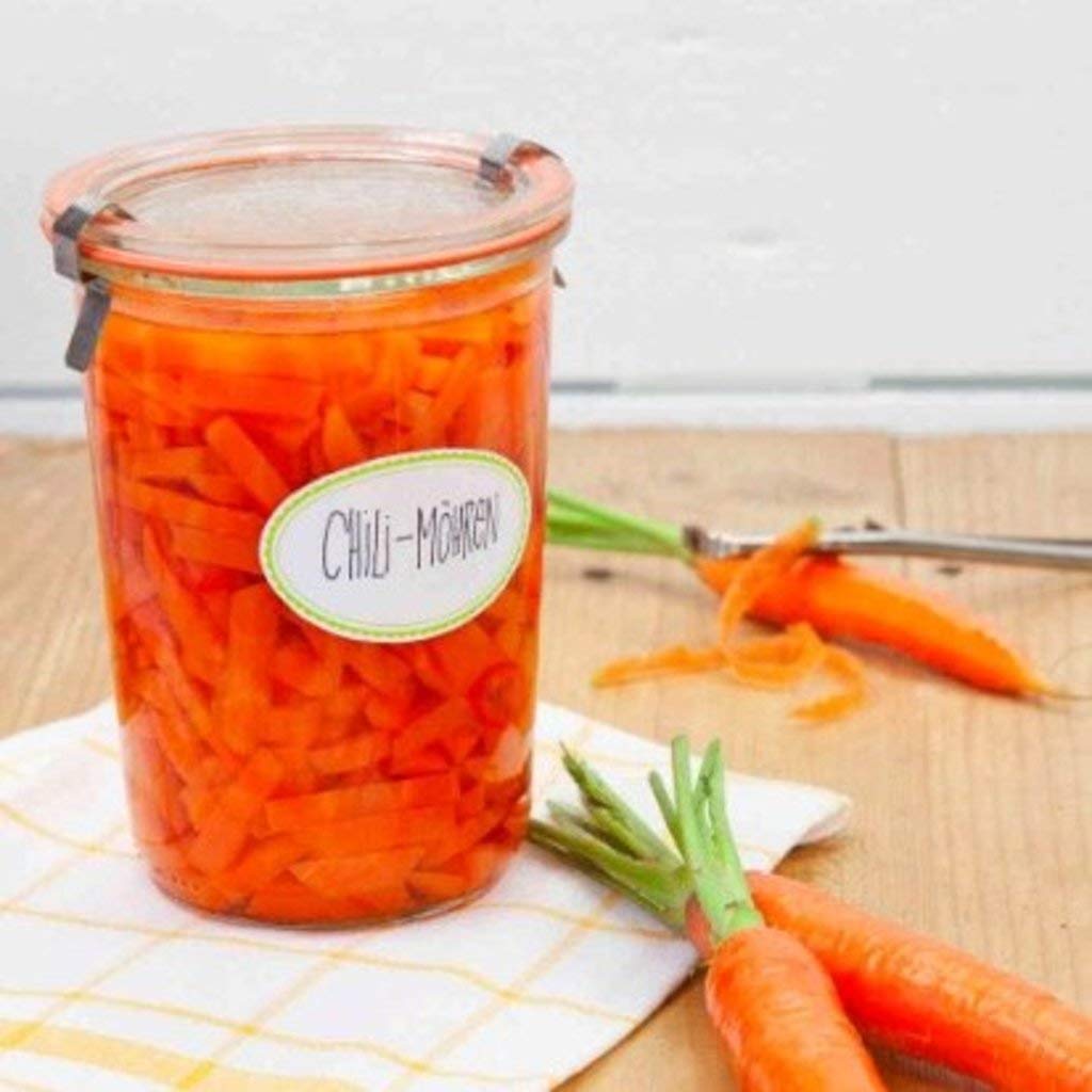 Weck Canning Jars 743 - Weck Mold Jars made of Transparent Glass - Eco-Friendly Canning Jar - Storage for Food with Air Tight Seal and Lid - 3/4 Liter Tall Jars Set - Set of 2 Jars