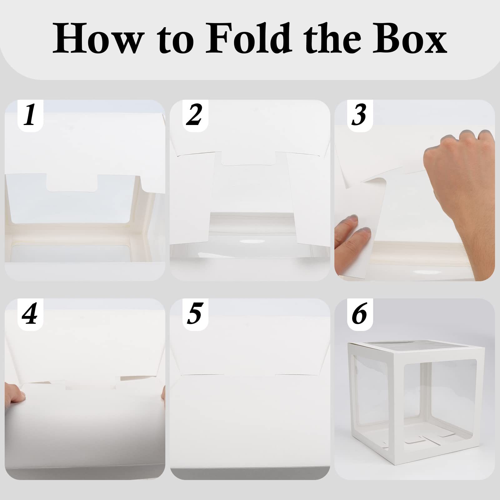 Baby Boxes with Letters for Baby Shower, 4 Transparent Balloon Boxes with Letters for Gender Reveal Birthday Wedding Baby Shower Decorations (White)