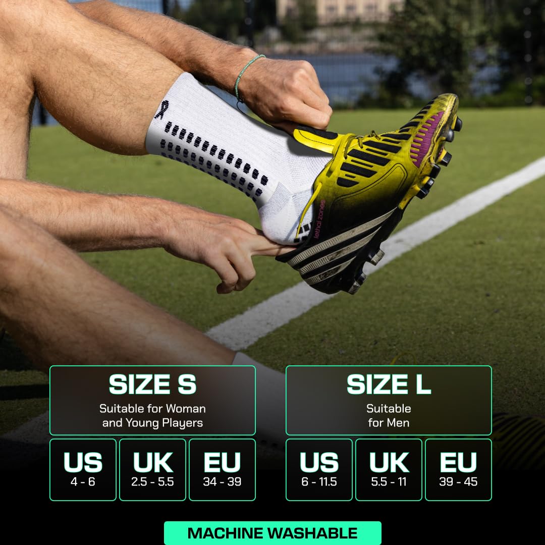 Lux Dual Grip Socks - Soccer Grip Socks for Men and Women. GripArray™ Engineered Performance & Comfort - Anti-Slip Grip Socks for Soccer