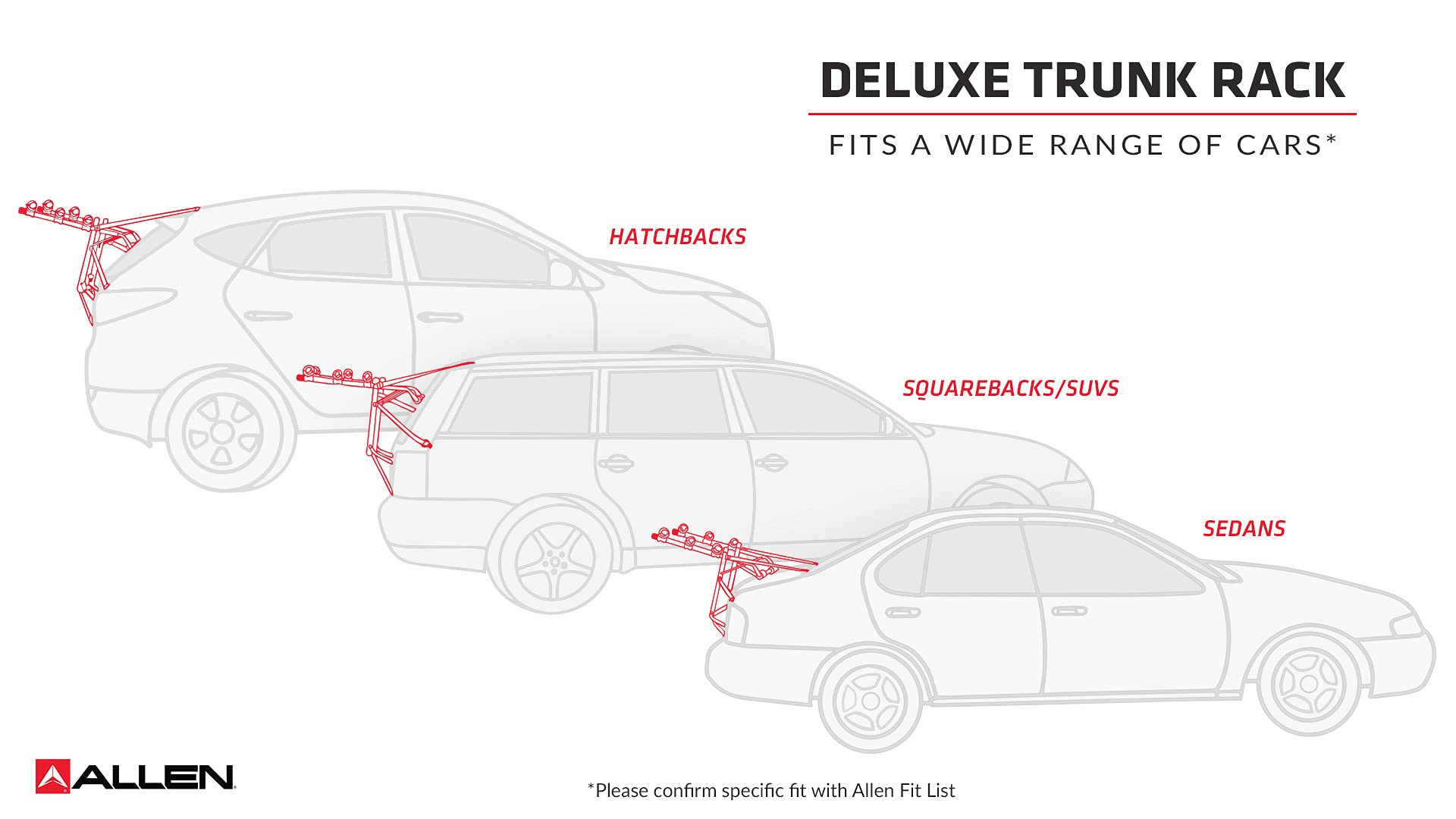Allen Sports Deluxe 2-Bike Trunk Mount Rack, Model 102DN-R, Black
