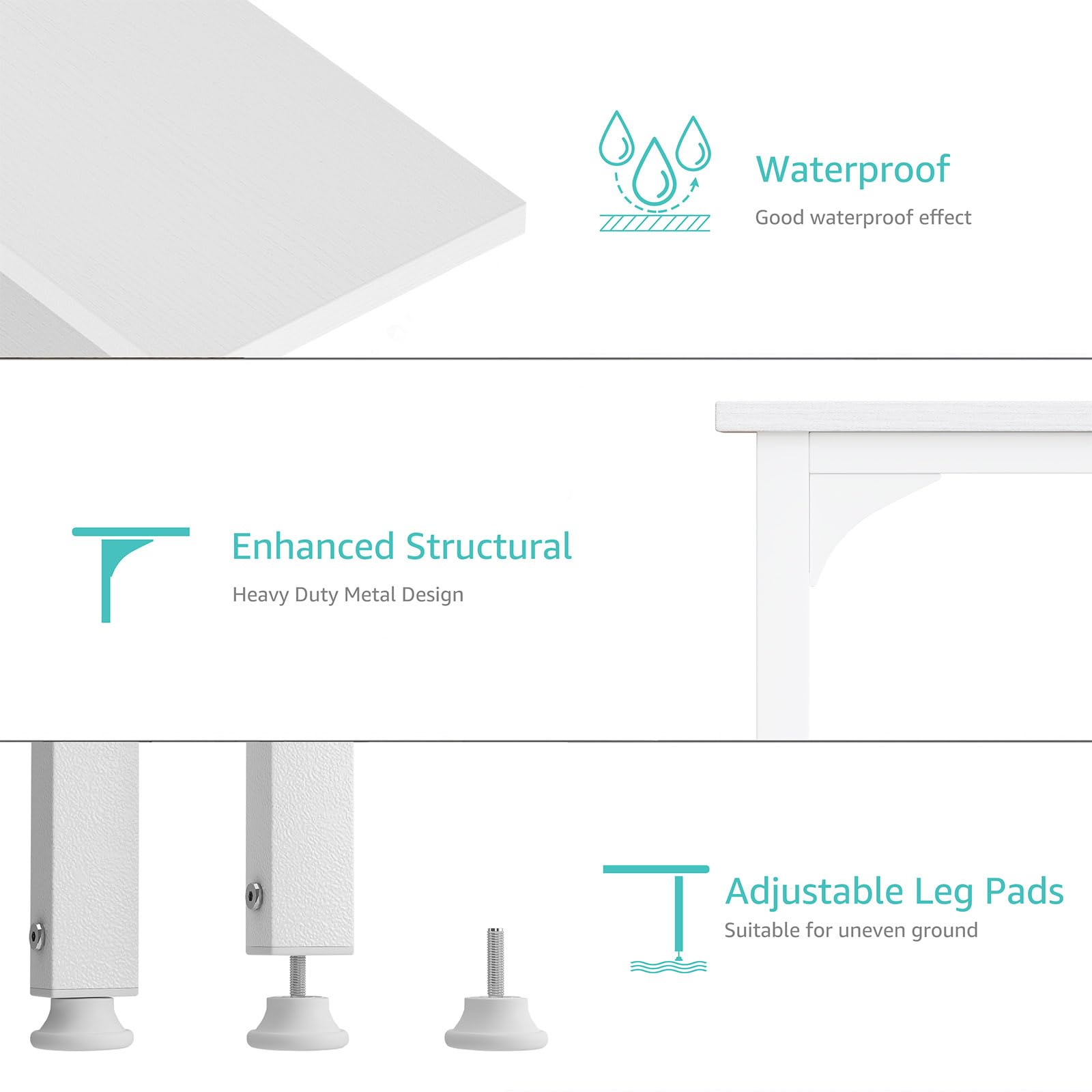 Lufeiya White Desk with Fabric File Drawers Cabinet, 47 Inch Reversible Computer Desk with Filing Cabinet for Bedroom Small Space Home Office, Modern Writing Table PC Desks, White