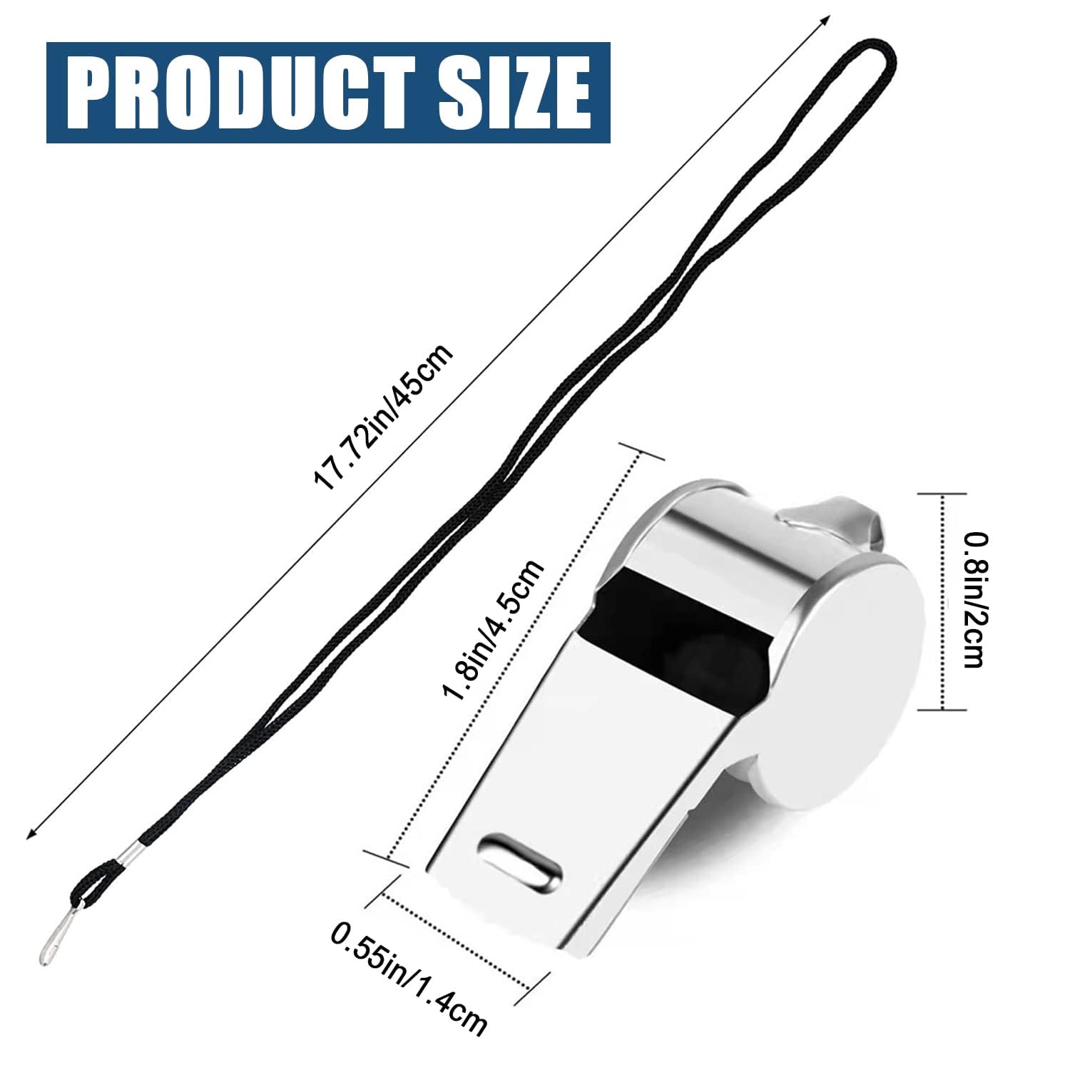 Tiankohelan 3 Pcs Whistle,Stainless Steel Sports Whistle with Lanyard for Coaches Referees Emergency Outdoor Sports