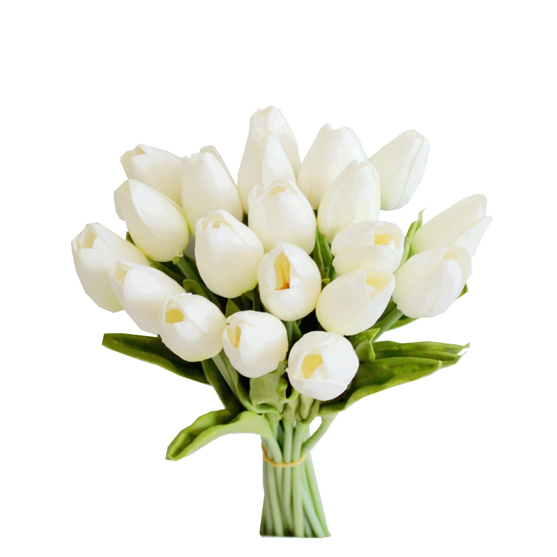 Mandy's Künstliche Tulpen, 20 Stiele, weiß, PU, Kunstblumen für Hochzeit und Heimdekoration, 34,3 cm