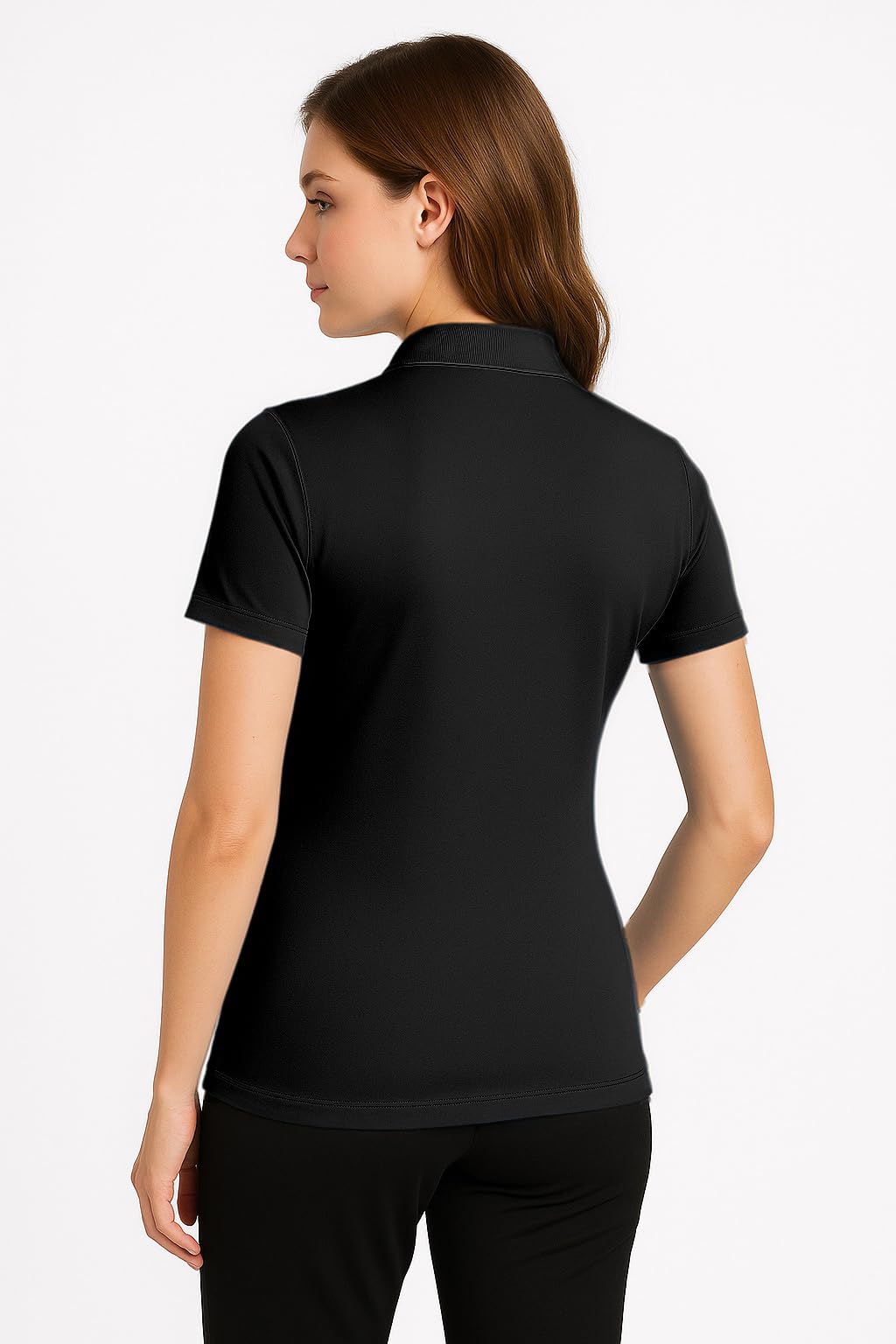 Animal Den Women's Dry-Fit Golf Polo Shirts 3-Button Golf Polo's in 20 Colors XS-3XL Shirt, Black, Medium