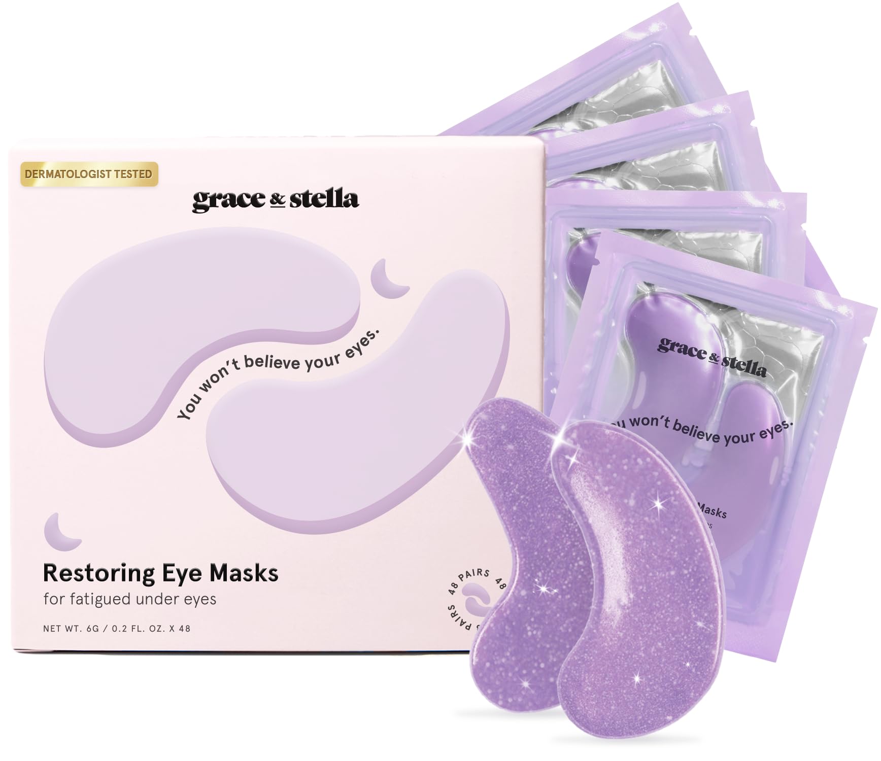 grace & stella Under Eye Patches for Puffy Eyes and Dark Circles (Retinol, 24 Pairs) Restoring Gel Under Eye Masks with Hyaluronic Acid - Vegan Cruelty-Free Skincare Birthday Gifts for Women