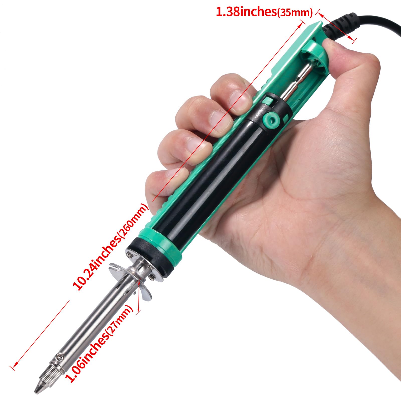 YIHUA 929D-V Electric Desoldering Soldering Iron Solder Sucker Desoldering Pump with Shorter Charging Handle and Desoldering Nozzles 1.0mm 1.2mm for Through-Hole Desoldering