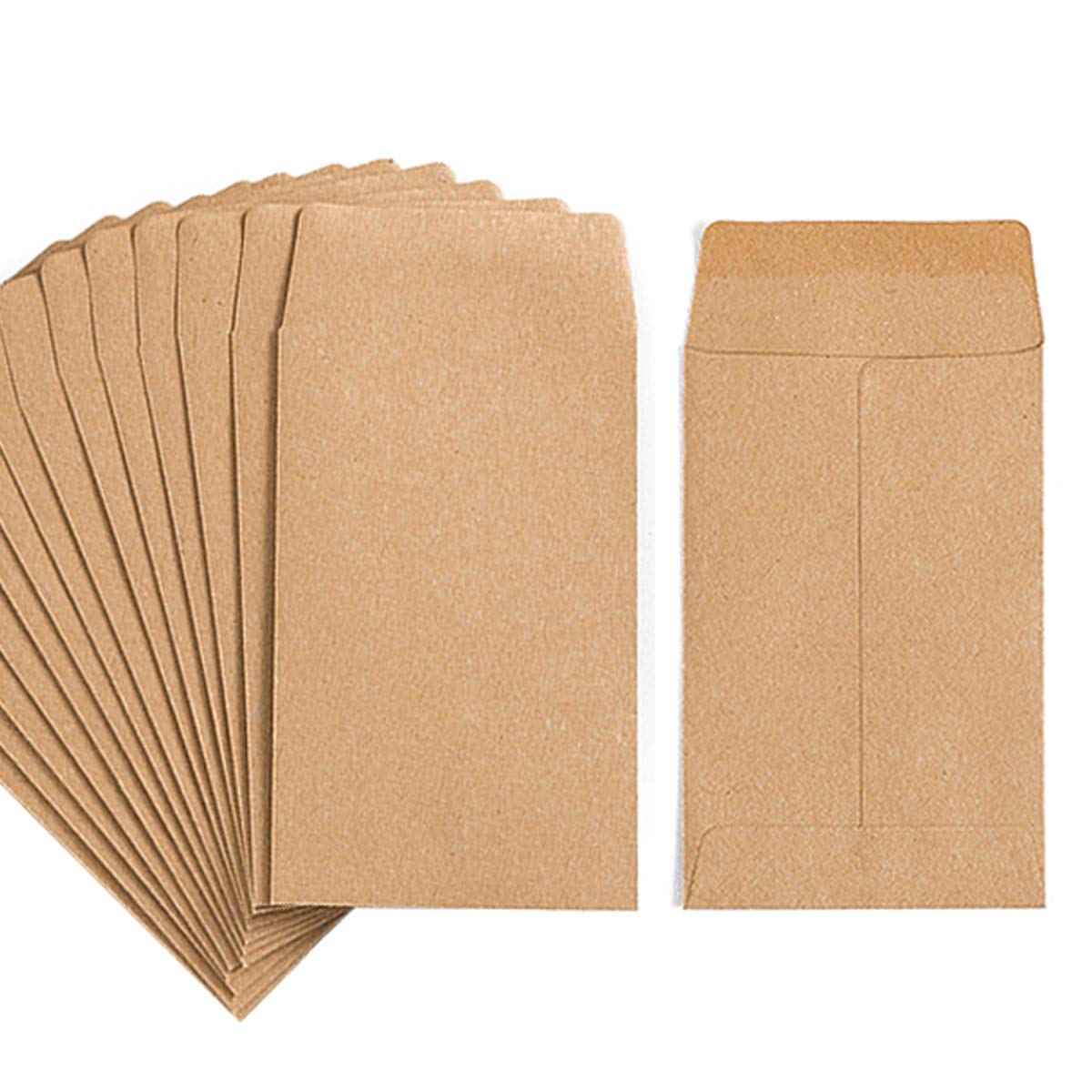 100 Stück kleine Münzbriefumschläge, selbstklebend, Kraftpapier, Samenbeutel, Mini-Teile, kleine Gegenstände, Briefmarken-Aufbewahrungspäckchen, Umschläge für Garten, Büro oder Hochzeitsgeschenk (5,7 x 8,9 cm) (100)