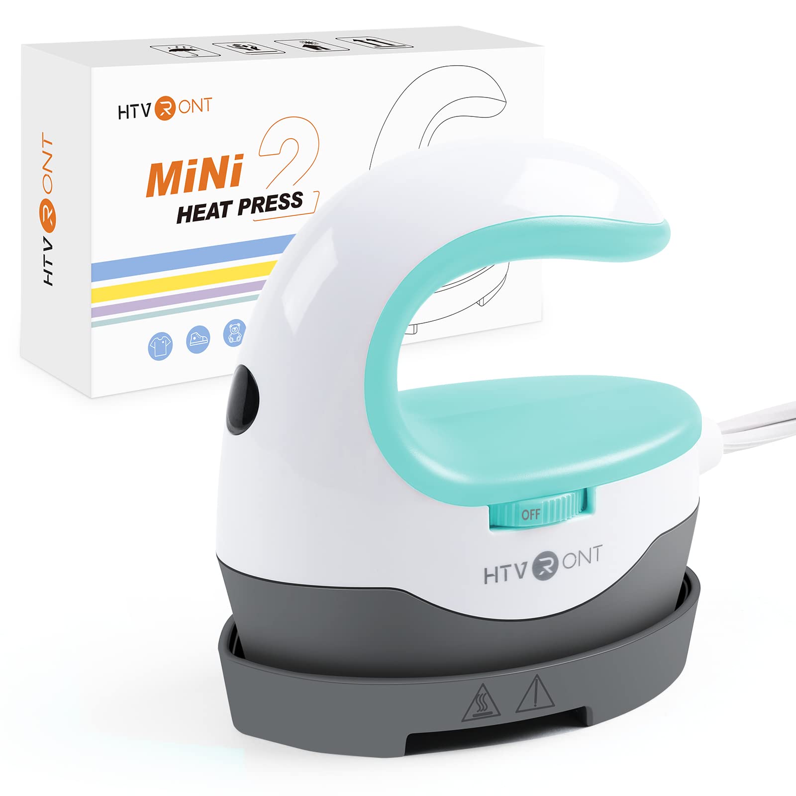 HTVRONT Heat Press Mini Heat Press Machine, Small Heat Press Portable Iron Press Machine for T Shirts, Hats, Heating Transfer Projects (Mint)