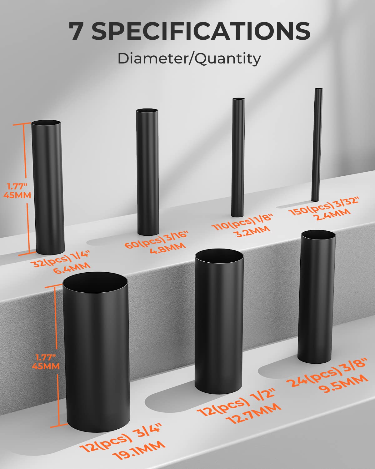 Eventronic 400 Pcs Heat Shrink Tubing Kit-3:1 Ratio Adhesive Lined,Marine Grade Shrink Wrap - Industrial Heat-Shrink Tubing - Black