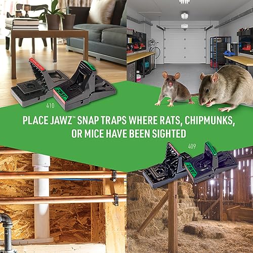 JT Eaton 409 Jawz Indoor Plastic Mouse Trap for Solid or Liquid Bait, Instant Kill Mouse Traps, No-Touch Disposal with Trap Set Indicator 12-Pack