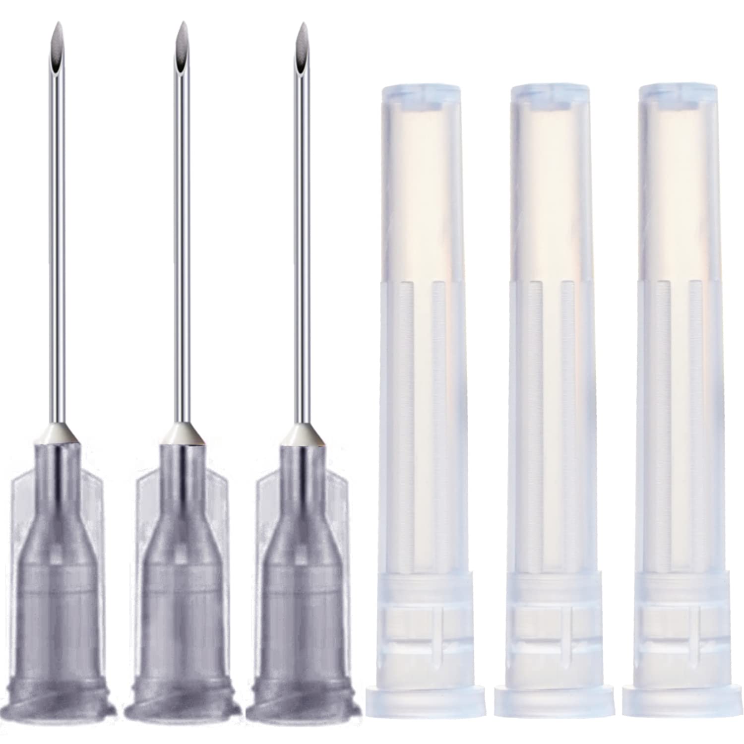 100 Pack 23Ga 1Inch Sterile Disposable Injection Needle with Cap for Scientific and Industrial Dispensing Needle Accessories