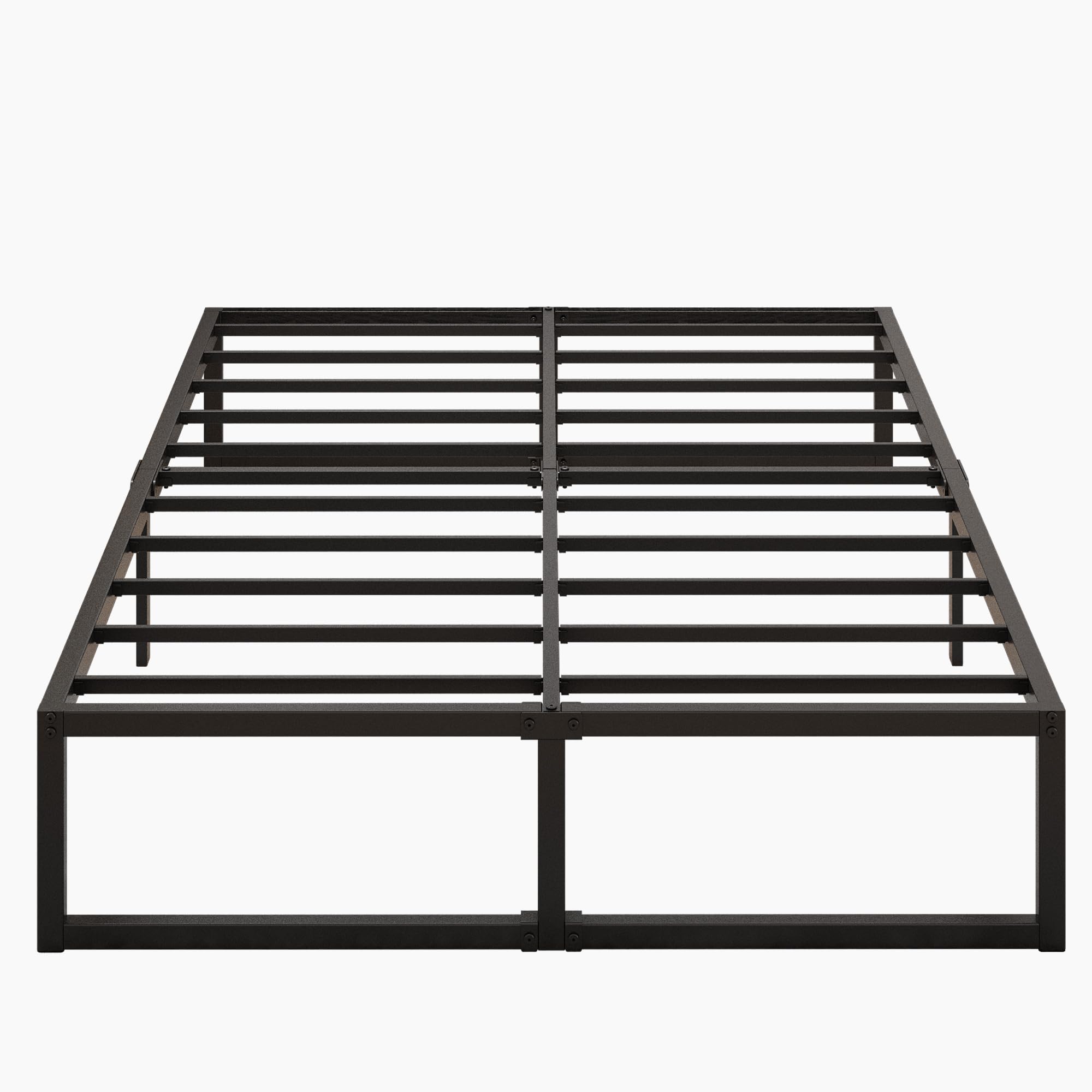 Lutown-Teen 14 Inch Queen Bed Frame Heavy Duty Steel Slat Support Metal Platform Bed Frame Queen Size No Box Spring Needed, Easy Assembly, Black