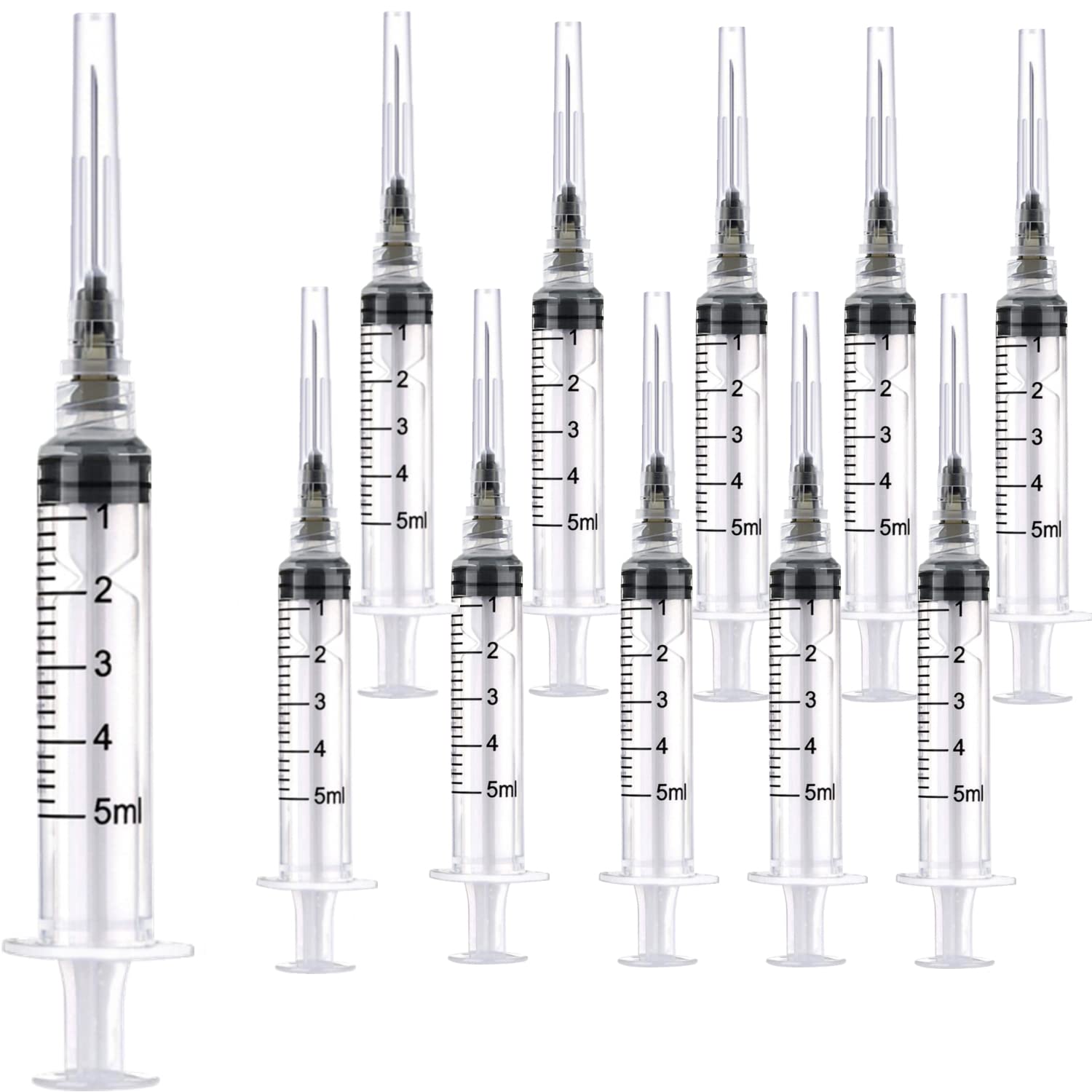 100 Pack 3ml 23Ga Plastic Syringe with Measurement for Scientific Labs, Industrial Dispensing Animal and Pet Supplies, Disposable Individually Wrapped (100, 3ml-23Ga)