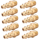 Brass 1/4-Inch NPT Male Industrial Air Hose Quick Connect Adapter,Air Coupler and Plug Kit,Air Compressor Fittings 10pcs (Male NPT)