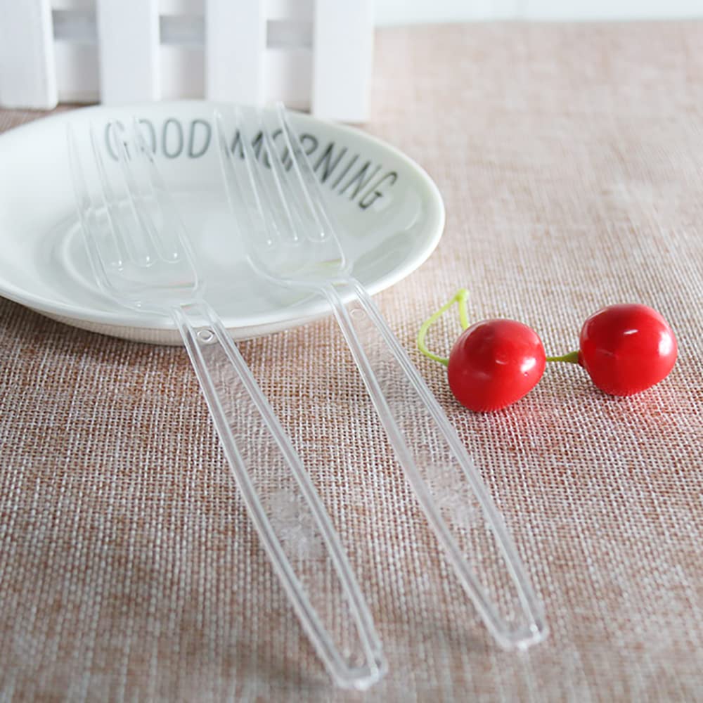 MOACOCK 100 Count Plastic Silverware, Heavy Weight Plastic Forks Spoons Disposable Utensils Cutlery Set for Wedding Party Supplies Everyday Use