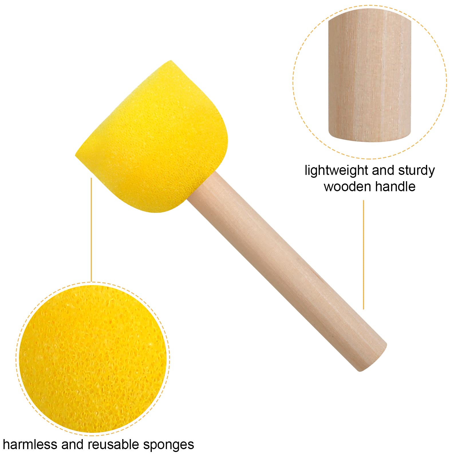 30 Pcs Round Sponges Brush Set, Round Sponge Brushes for Painting, Paint Sponges for Acrylic Painting, Painting Tools for Kids Arts and Crafts (4 Sizes)