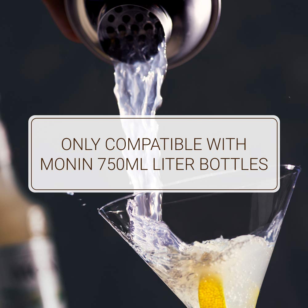 Monin - Syrup Pump, Exclusively for 750ml (25.4 fl oz) Glass Bottles | Mess-Free Dispensing + Tip Cover Included (White)