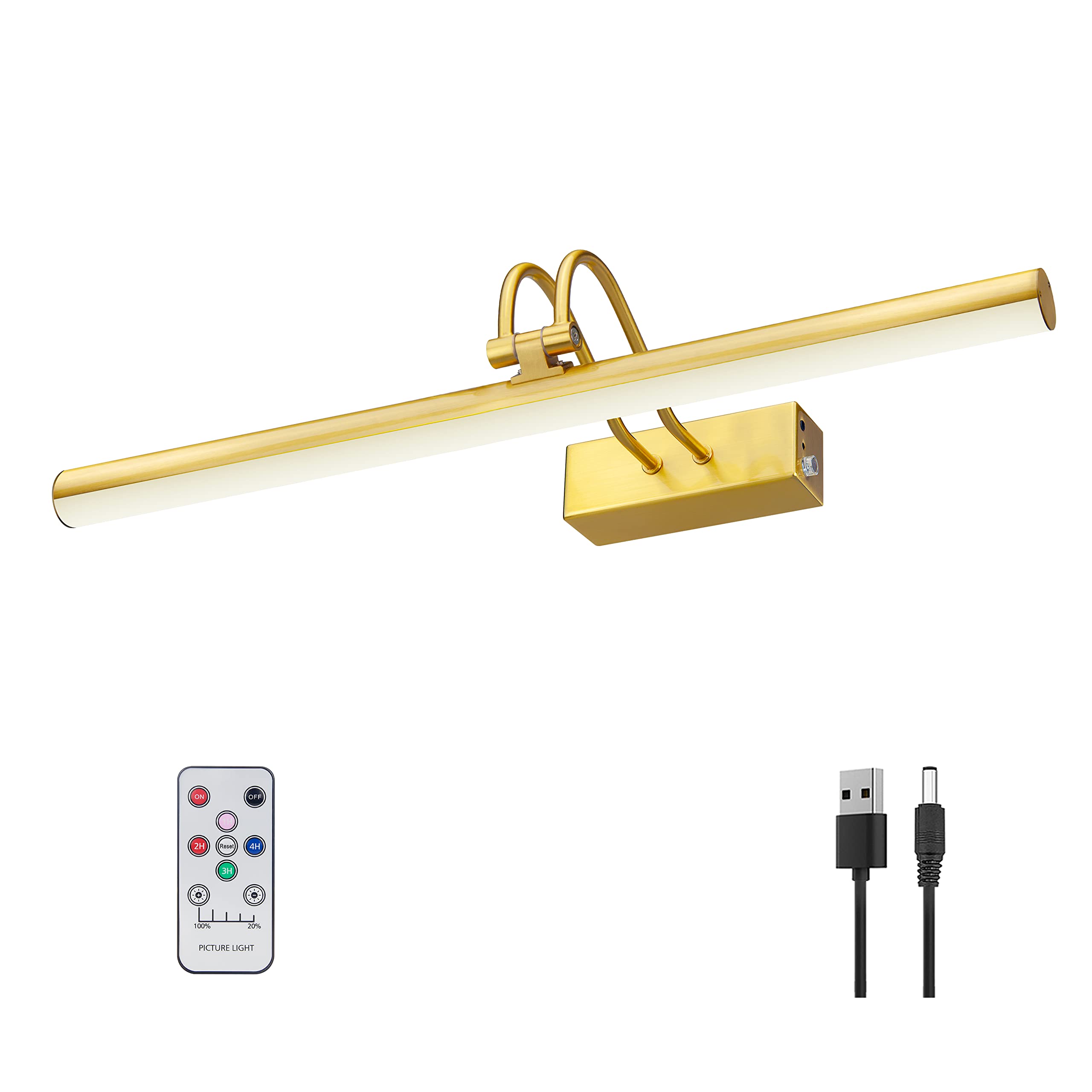 RAIFOOLLY Picture Light, 16in Battery Operated Picture Lights for Paintings,Metal Remote Control Display Art Light with Timer and Dimmable for Wall Painting,Frame, Portrait, Dartboard(Black)